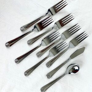 7 Salad Forks Sugar Spoon Butter Knife Vintage Aida by Present Stainless Korea